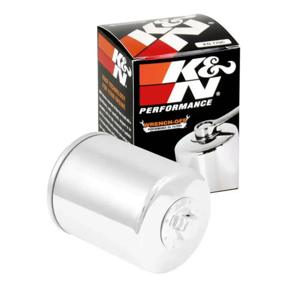 K&N Harley Davidson 3in OD x 4.063in H Chrome Oil Filter - Truck & Automotive