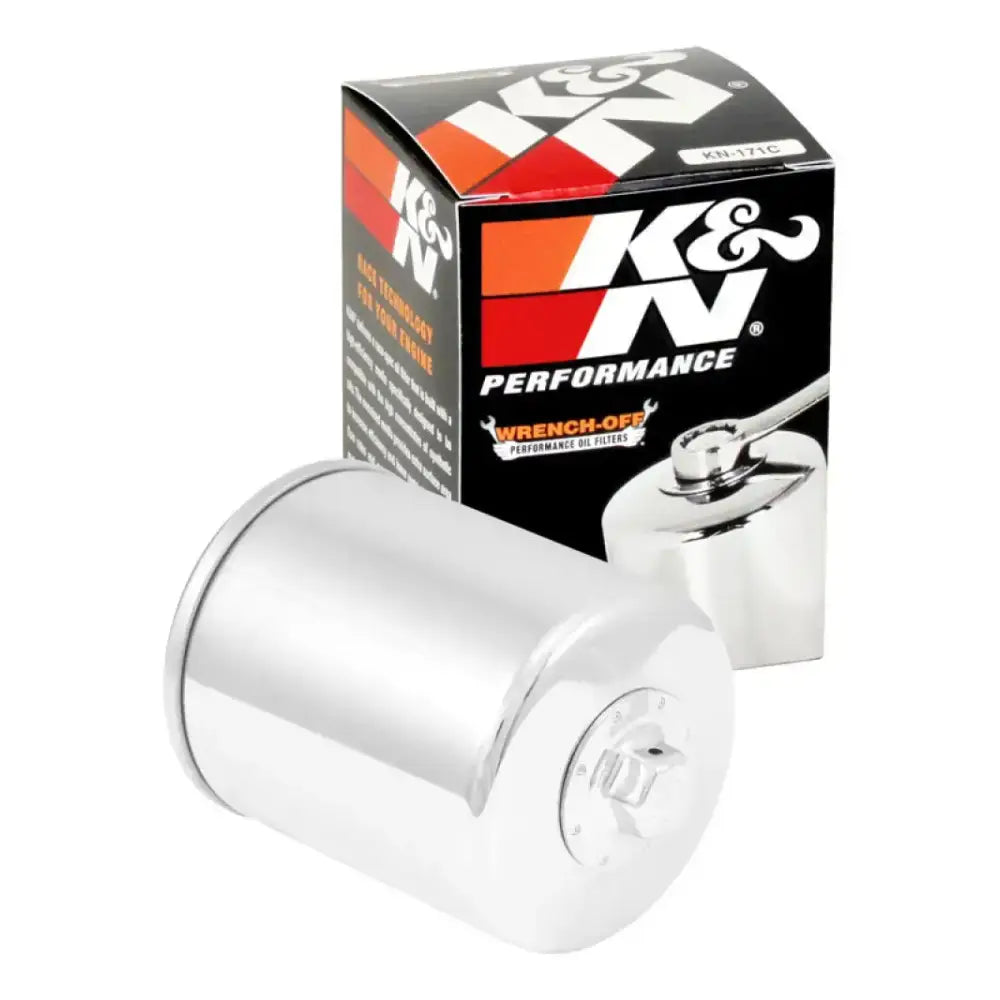 K&N Harley Davidson / Buell 3in OD x 4.063in H Chrome Oil Filter - Truck & Automotive