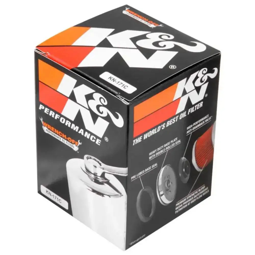 K&N Harley Davidson / Buell 3in OD x 4.063in H Chrome Oil Filter - Truck & Automotive