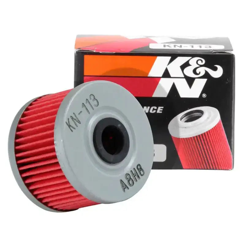 K&N oil filter for Honda with red and gray design, K&N Honda oil filter