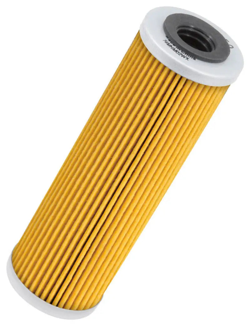 K&N Oil Filter 1.625in OD x 5.063in H, designed for high performance in RV, automotive, marine, and powersports applications, featuring synthetic media for superior filtration and oil flow.