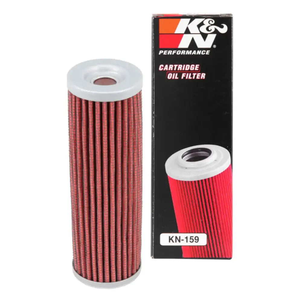 K&N Oil Filter 1.625in OD x 5.063in H - high-performance cartridge oil filter for RV, automotive, powersports, off-road, marine, and truck accessories. Ideal for racing and riding.