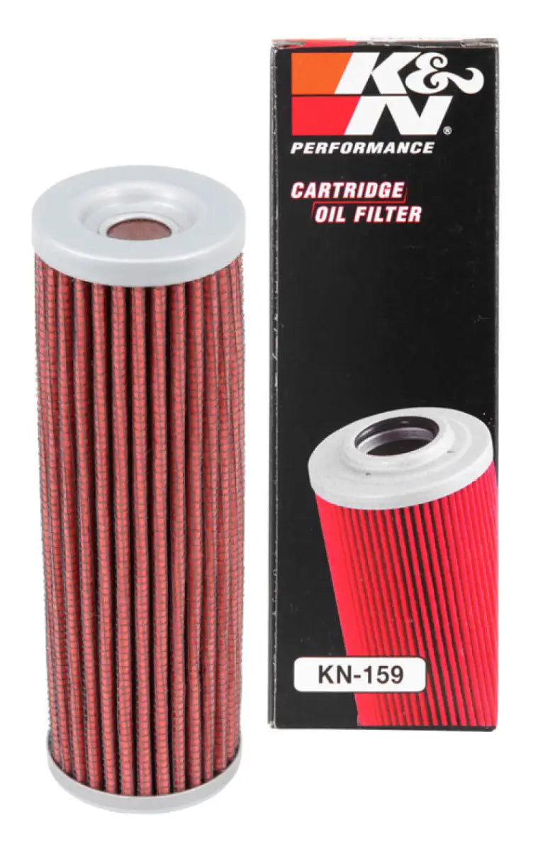 K&N Oil Filter 1.625in OD x 5.063in H - high-performance cartridge oil filter for RV, automotive, powersports, off-road, marine, and truck accessories. Ideal for racing and riding.
