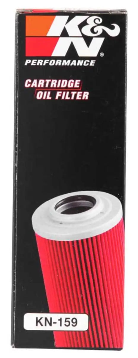 K&N Oil Filter 1.625in OD x 5.063in H for RV, automotive, powersports, off-road, marine, truck accessories, racing, riding, and bmx applications. High flow, ultimate filtration, model KN-159.