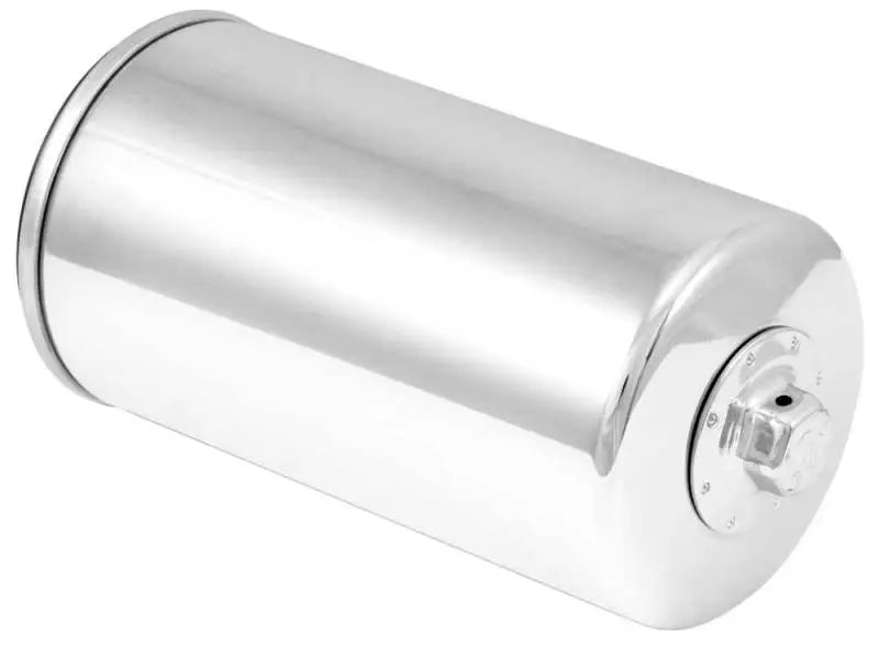 Shiny metal canister with hex fitting for K&N oil filter on Harley Davidson bikes