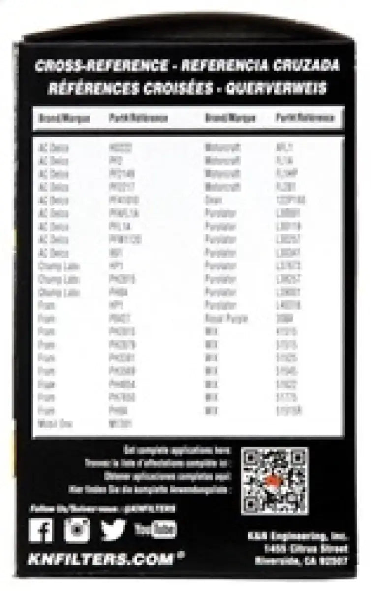 K&N Oil Filter OIL FILTER; AUTOMOTIVE - Truck & Automotive