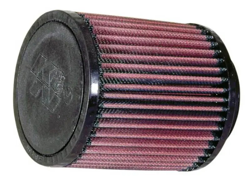 Cylindrical air filter with red pleated media and black caps for Honda TRX300EX