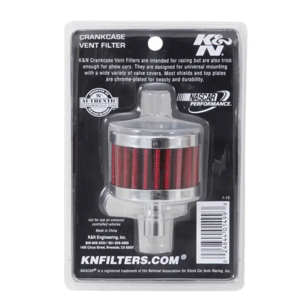 K&N Steel Base Chrome Top Crankcase Vent Filter 1/2in. / 2in. OD / 1-1/2in. Height - Truck & Automotive