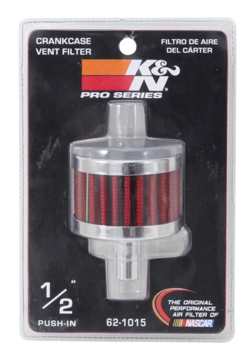 K&N Steel Base Chrome Top Crankcase Vent Filter 1/2in. / 2in. OD / 1-1/2in. Height - Truck & Automotive