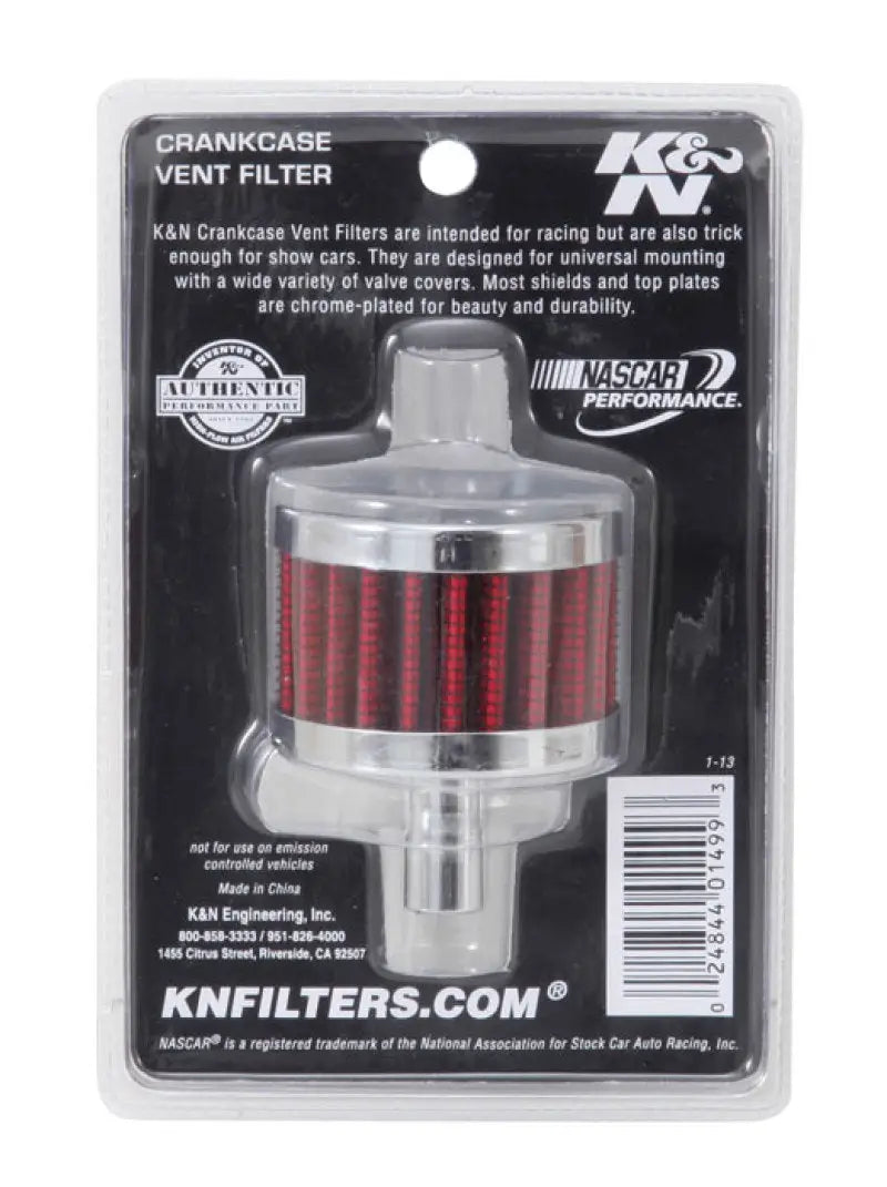 K&N Steel Base Chrome Top Crankcase Vent Filter 1/2in. / 2in. OD / 1-1/2in. Height - Truck & Automotive