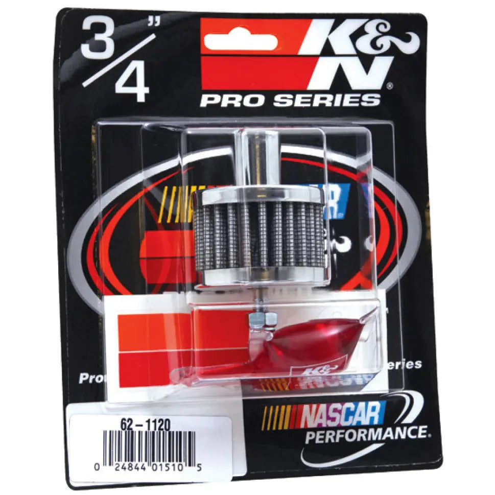 K&N Engineering 62-1120 K&N Steel Base Chrome Top Crankcase Vent Filter 3/4in OD Vent / 2in OD / 1-1/2in H Stud Mount