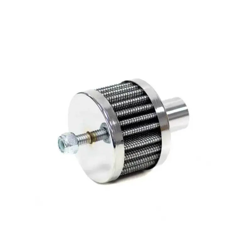Chrome-plated breather filter with bolt on K&N steel base chrome crankcase vent filter