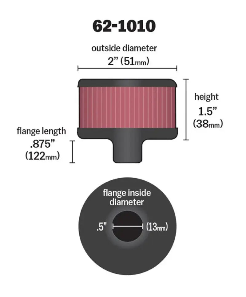 K&N Steel Base Crankcase Vent Filter.5in OD x 2in 1.5in Height - Truck & Automotive
