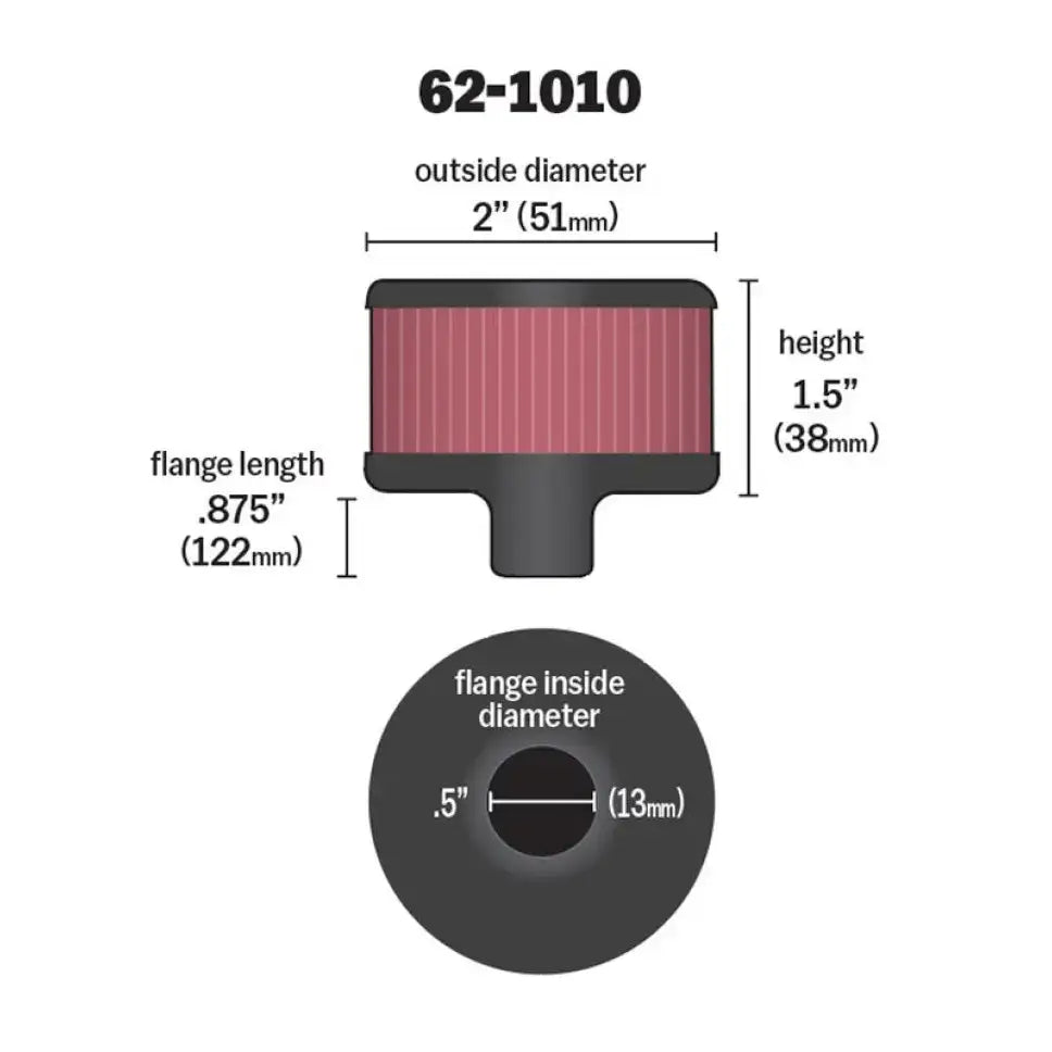 K&N Steel Base Crankcase Vent Filter.5in OD x 2in 1.5in Height - Truck & Automotive