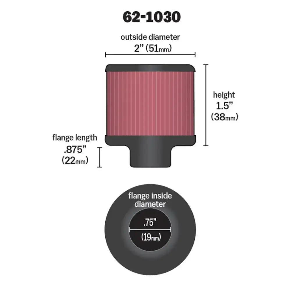 K&N Steel Base Crankcase Vent Filter.75in OD x 2in 1.5in Height - Truck & Automotive