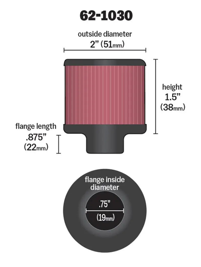 K&N Steel Base Crankcase Vent Filter.75in OD x 2in 1.5in Height - Truck & Automotive