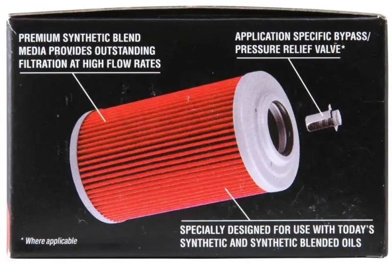 K&N Suzuki 2.375in OD x 1.469in H Oil Filter premium synthetic blend media, designed for high flow rates, outstanding filtration, and application-specific bypass valve.