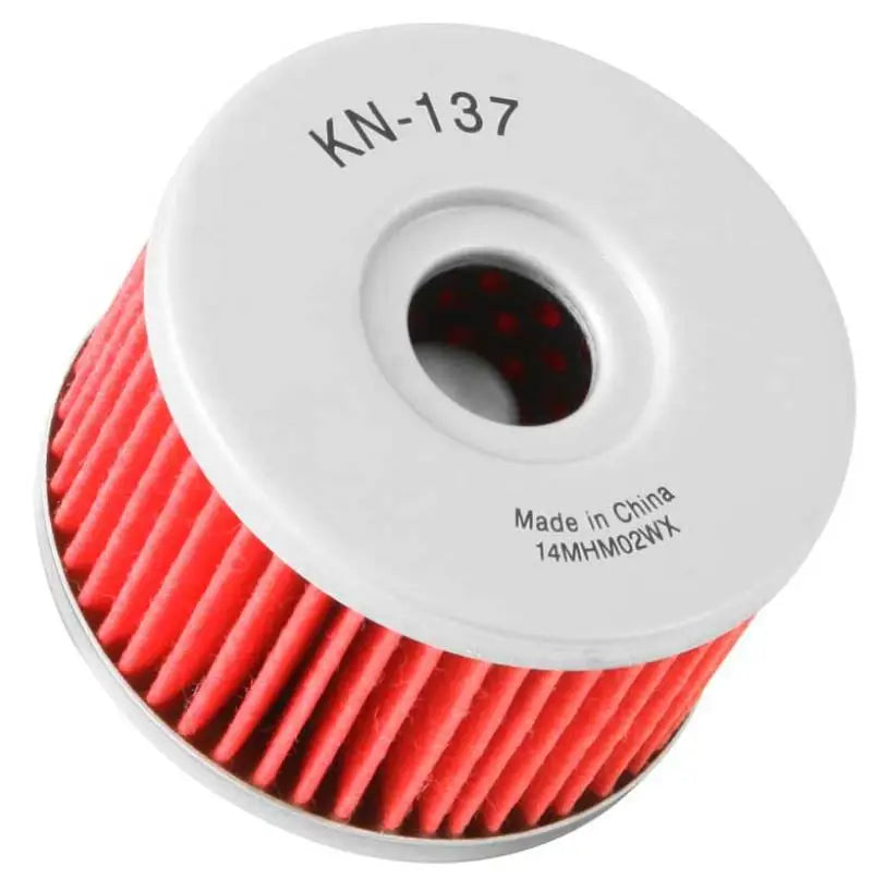K&N Suzuki 2.375in OD x 1.469in H Oil Filter - High-performance Powersports Cartridge Filter designed for superior oil flow and outstanding filtration, part number KN-137.