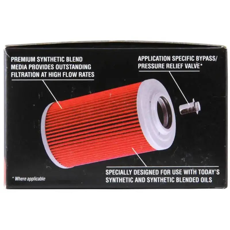K&N Suzuki 2.375in OD x 1.469in H Oil Filter premium synthetic blend media, designed for high flow rates, outstanding filtration, and application-specific bypass valve.