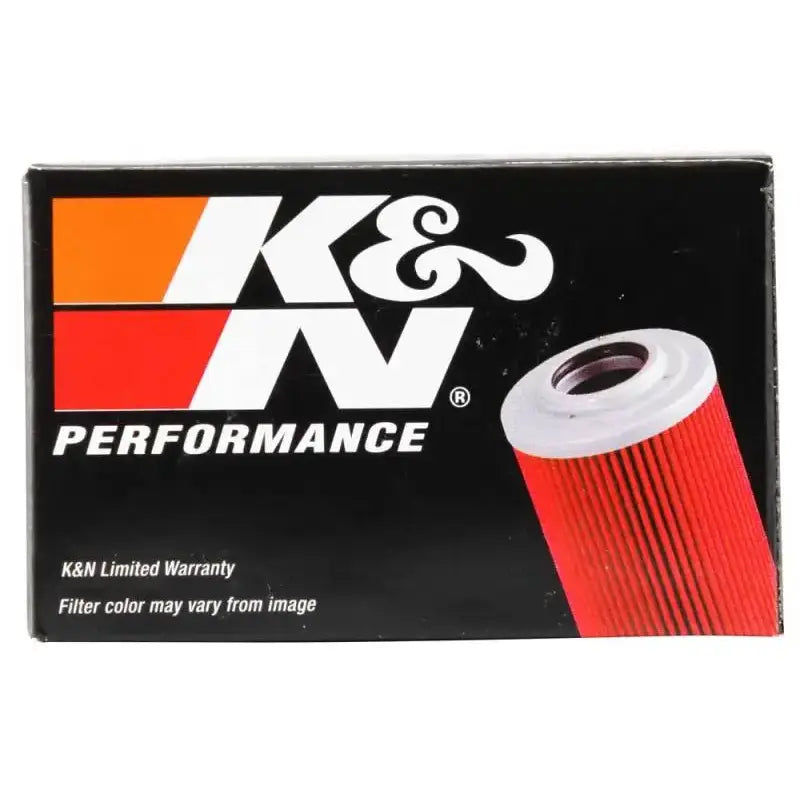 K&N Suzuki 2.375in OD x 1.469in H Oil Filter box with performance branding and warranty information.