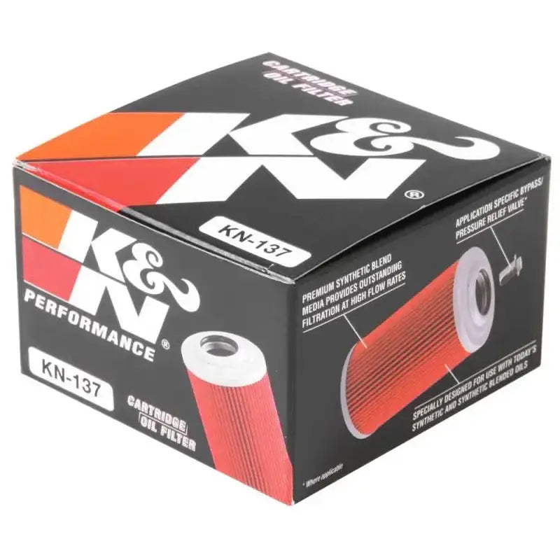 K&N Suzuki 2.375in OD x 1.469in H Cartridge Oil Filter KN-137, premium synthetic blend, high flow rates, superior filtration, perfect for motorsports and daily use.