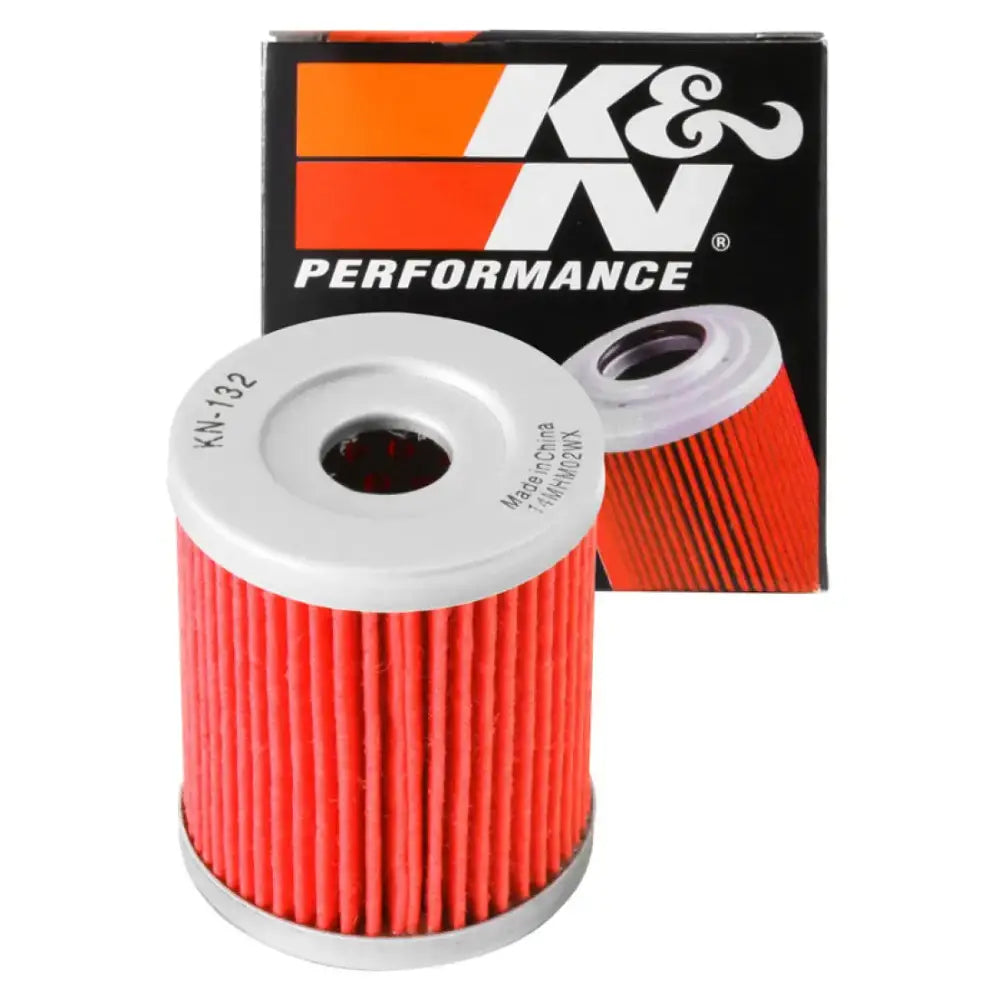 Red and silver K&N oil filter for Arctic Cat Kawasaki Yamaha 1.75in OD x 2.125in H