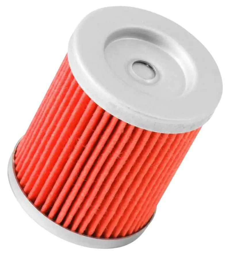K&N Arctic Cat oil filter with orange cylindrical design and silver caps for motorcycle