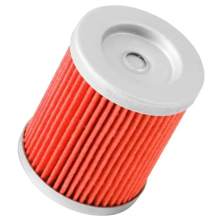 K&N Arctic Cat oil filter with orange cylindrical design and silver caps for motorcycle