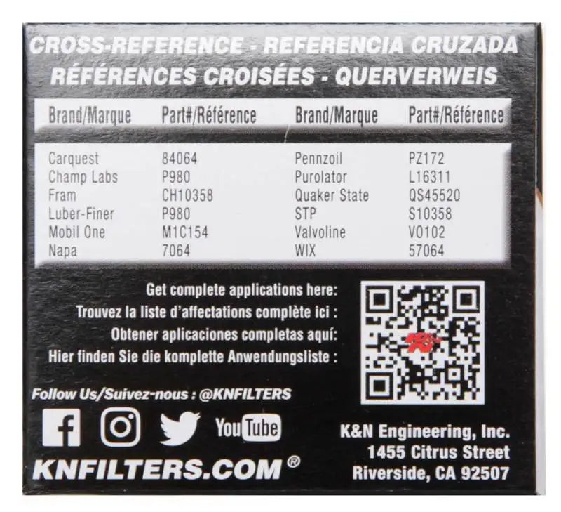 K&N Toyota / Lexus / Scion 1.50in OD x 2.25in H Oil Filter - Truck & Automotive