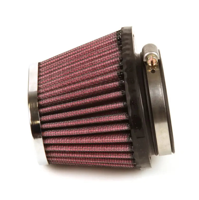 Red conical uni chrome oval tapered air filter with chrome clamp for K&N oval filters
