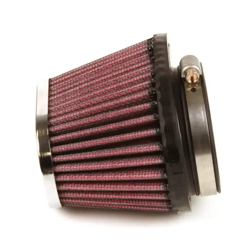 Red conical uni chrome oval tapered air filter with chrome clamp for K&N oval filters