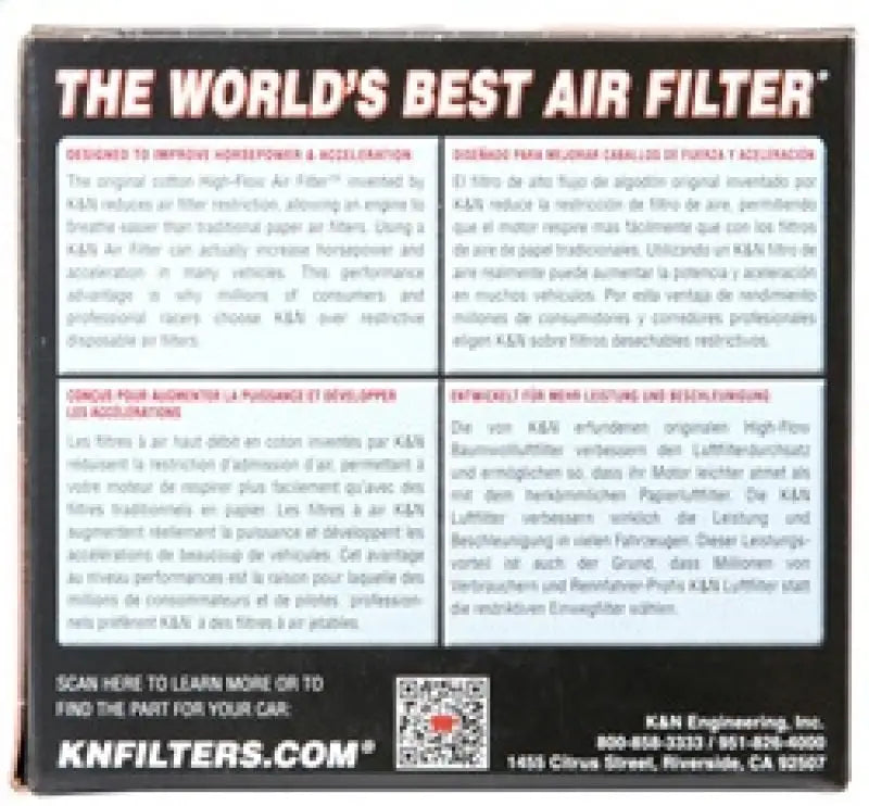 K&N Universal Air Filter - 2-7/16in Flange x 3-1/2in OD 4in Height - Truck & Automotive