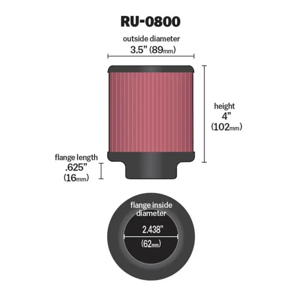 K&N Universal Air Filter - 2-7/16in Flange x 3-1/2in OD 4in Height - Truck & Automotive