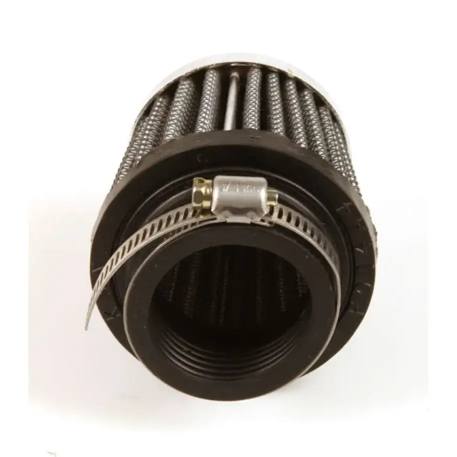 Black and silver universal chrome filter with hose clamp for K&N performance setup