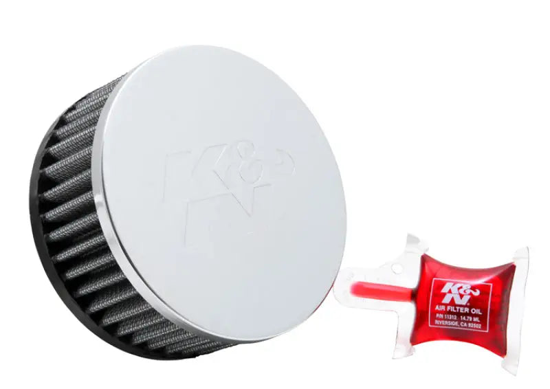 K&N Universal Chrome Pancake Style Air Filter with oil, 2 1/2 inch O/S FLG, 4 1/2 inch OD, 2 inch height for RV, automotive, powersports, off-road, marine applications, Truck & Automotive, AVADA - Best Sellers