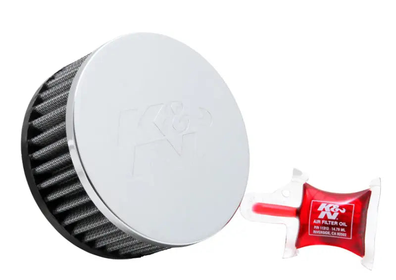 K&N Universal Chrome Filter 2 1/2 inch, versatile pancake style air filter for racing, RV, automotive, powersports, off-road, marine, and truck accessories, Truck & Automotive, AVADA - Best Sellers