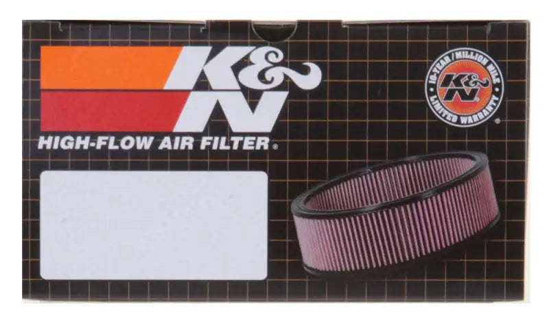 K&N universal oval chrome high-flow air filter in its packaging for easy install