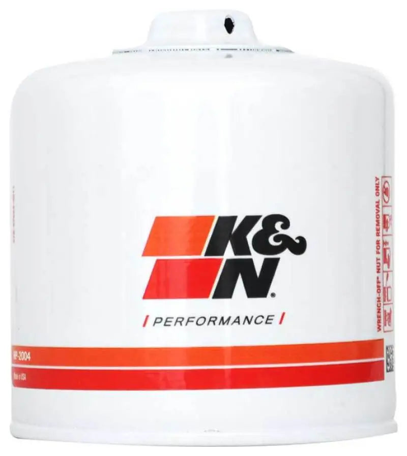White K&N oil filter for universal performance gold oil filter system