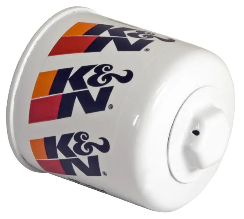White K&N oil filter from the universal performance gold oil filter line