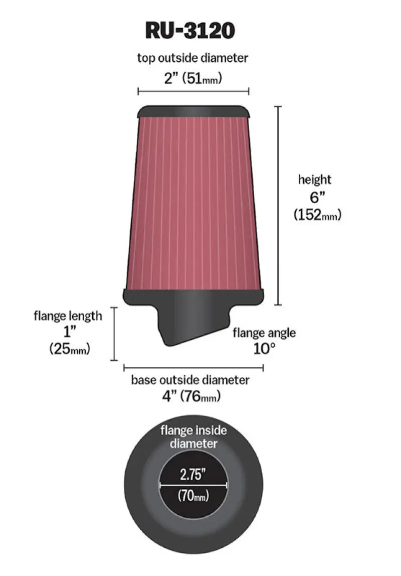 K&N Universal Rubber Filter - Truck & Automotive