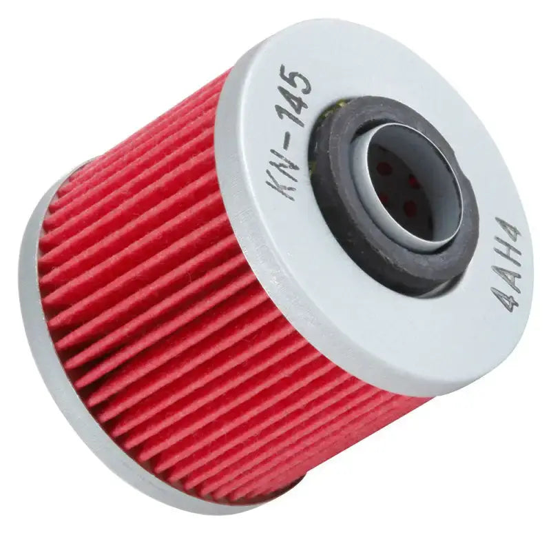 Red pleated K&N oil filter for optimal oil flow on Yamaha MUZ MZ Sachs Aprilia