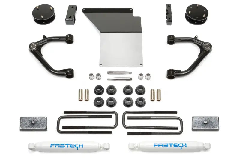 K1062 Fabtech Lift Kit Suspension components laid out, showcasing superior lift and durability for your vehicle.