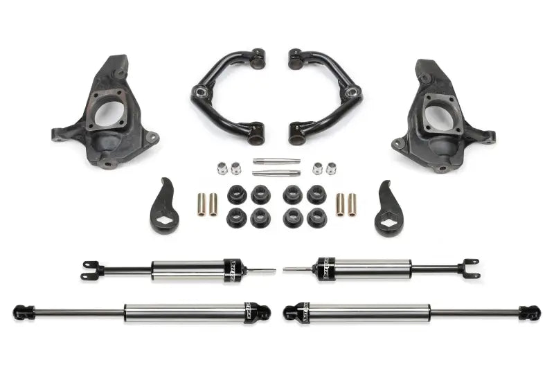 K1065DL Fabtech Leveling Kit Suspension components on white background, showcasing high-quality construction for enhanced performance and off-road capability.