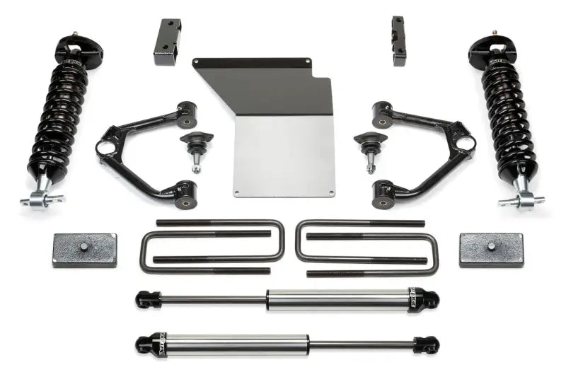 K1070DL Fabtech Lift Kit Suspension components featuring high-quality construction for improved ground clearance and enhanced off-road capabilities.