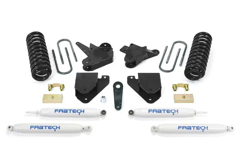 K2062 Fabtech Lift Kit Suspension components, including precision-engineered coils, brackets, and shocks, designed for superior ground clearance and off-road performance.