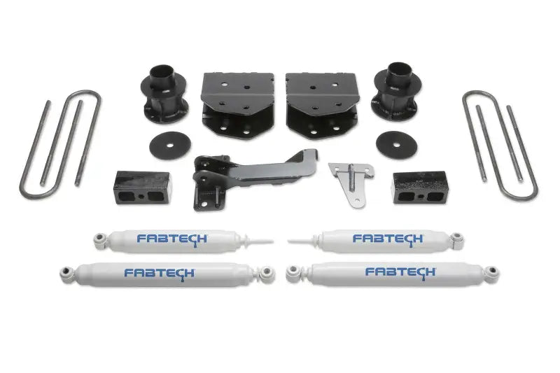 Fabtech K2181 Lift Kit Suspension components laid out neatly for superior lift and support for enhanced vehicle performance.