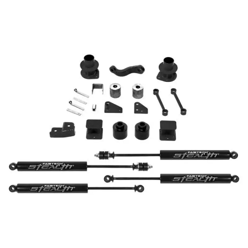 K4037M Fabtech Lift Kit Suspension components for increased ground clearance and enhanced off-road performance.