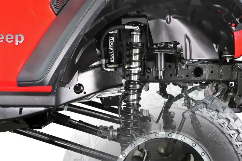Black and silver K4151DL Fabtech coilover conversion shock absorber with red accents