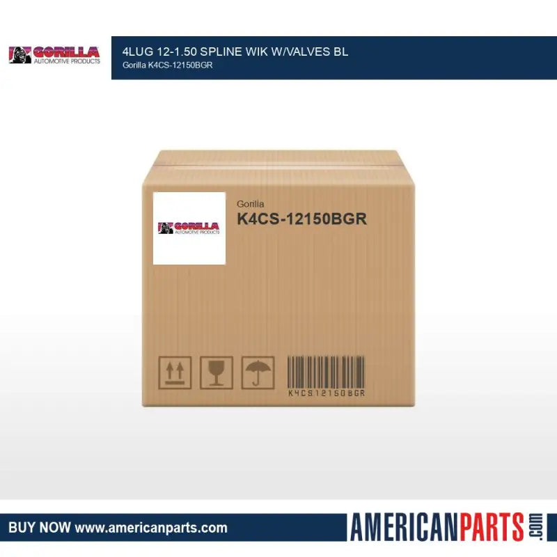 K4CS-12150BGR Gorilla 4Lug 12-1.50 Spline Wik W/Valves Bl - Wheel Installation Kit