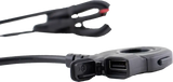 Black multi-port USB hub with clamp and thumb switch for KB011100 Thumb Switch W/ Type A Charger